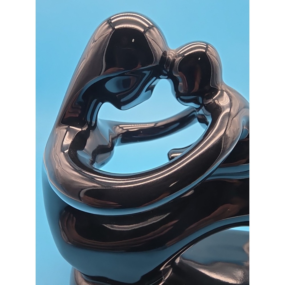 Black Resin Abstract Sculpture Mother & Child Modern Art Made in Thailand - Picture 5 of 6